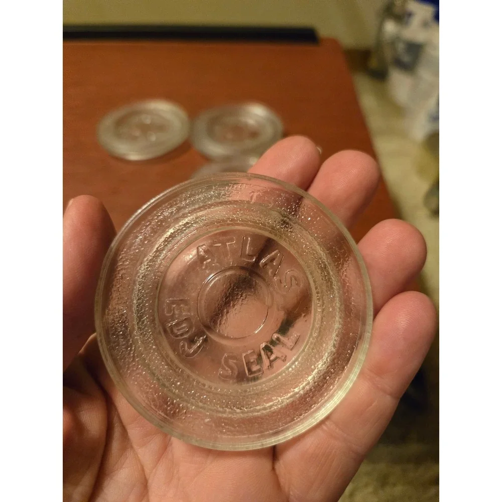 Vintage Atlas Edj Seal‎ Clear Glass Canning Jar Lids Set of 4 Mason Jar Inserts